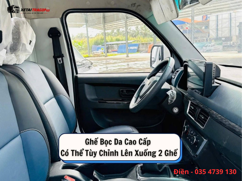 Bên trong cabin xe tải SRM T50 thùng mui bạt